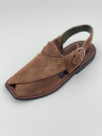 Suede Sabar single sole goll shape peshawari chapal(Brown)