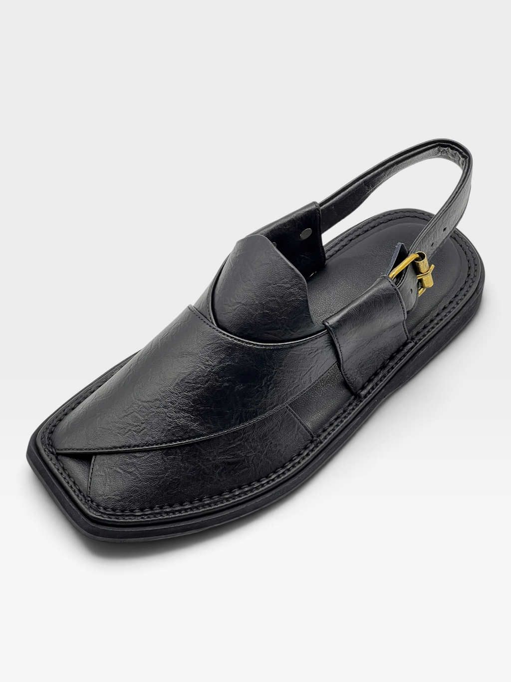 Upper touch leather peshawari chapal (black texture)