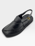 Upper touch leather peshawari chapal (black texture)