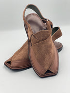 Suede Sabar Double shade Round shape peshawari chapal(Brown)
