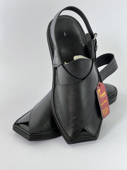 Upper Touch Flate sole T shape  peshawari chapal (polishable Black)