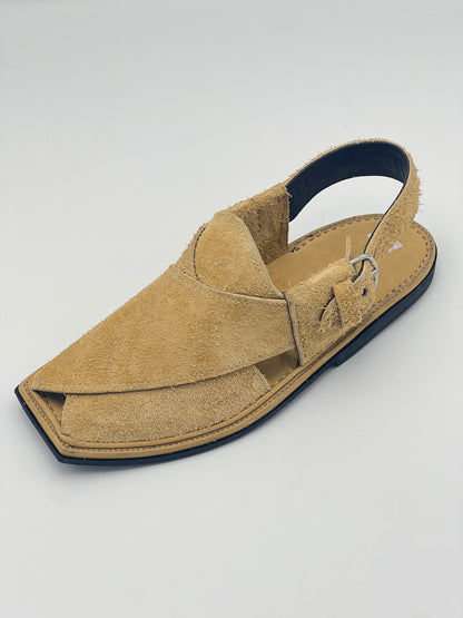 Suede Sabar single sole T shape  peshawari chapal(golden)