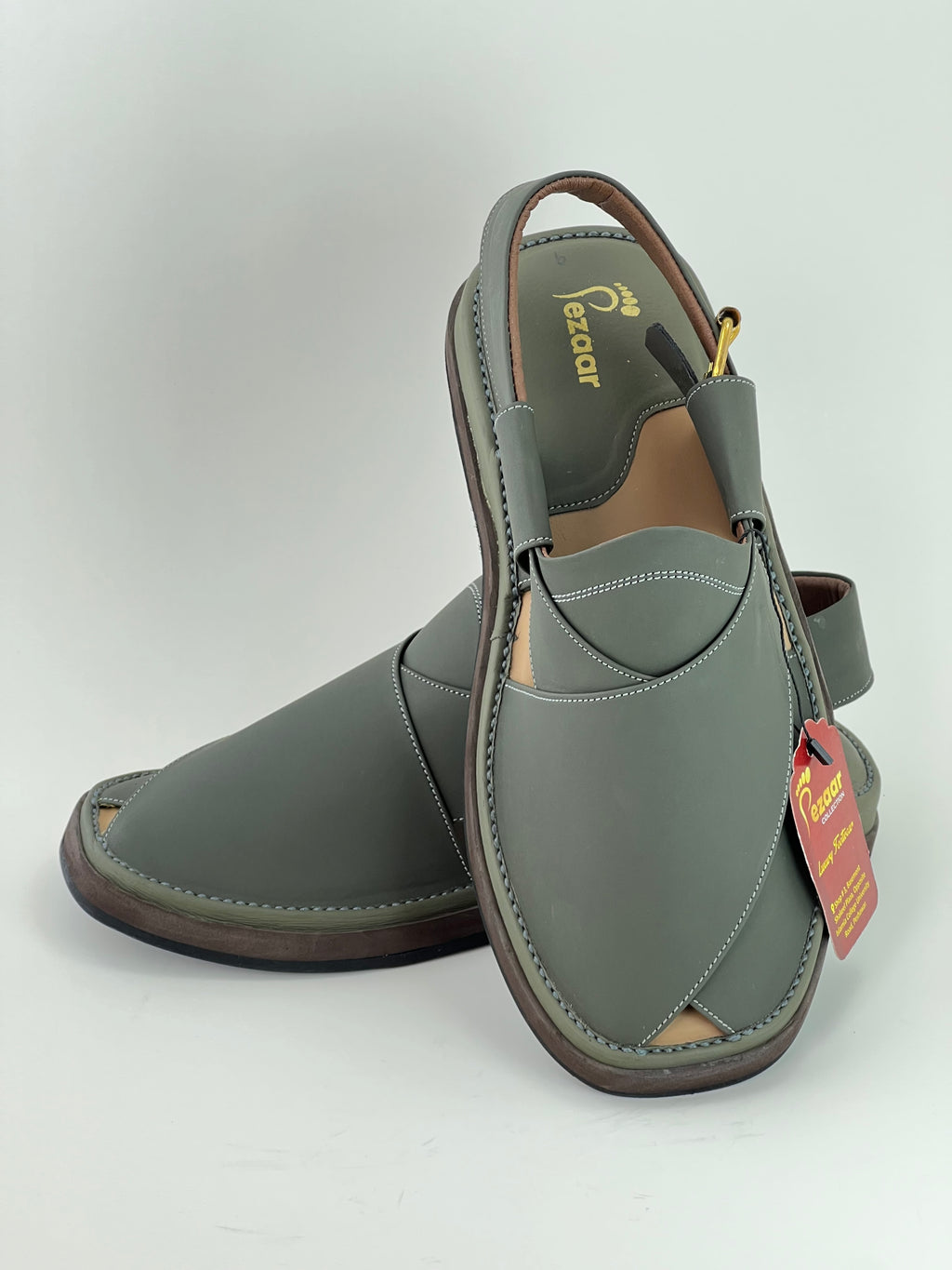 Gogo Premium peshawari chapal(Greenish leather)