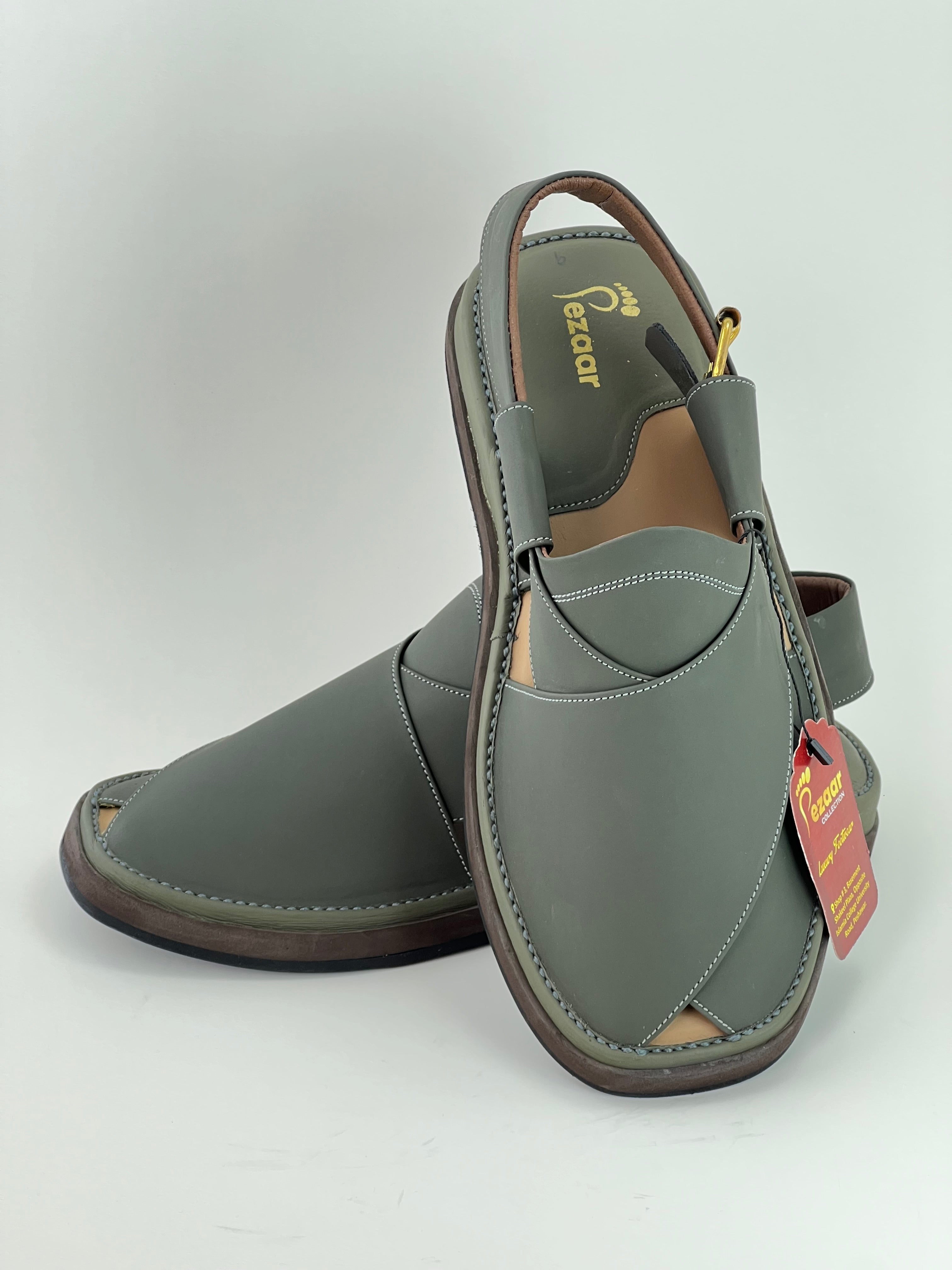 Gogo Premium peshawari chapal(Greenish leather)