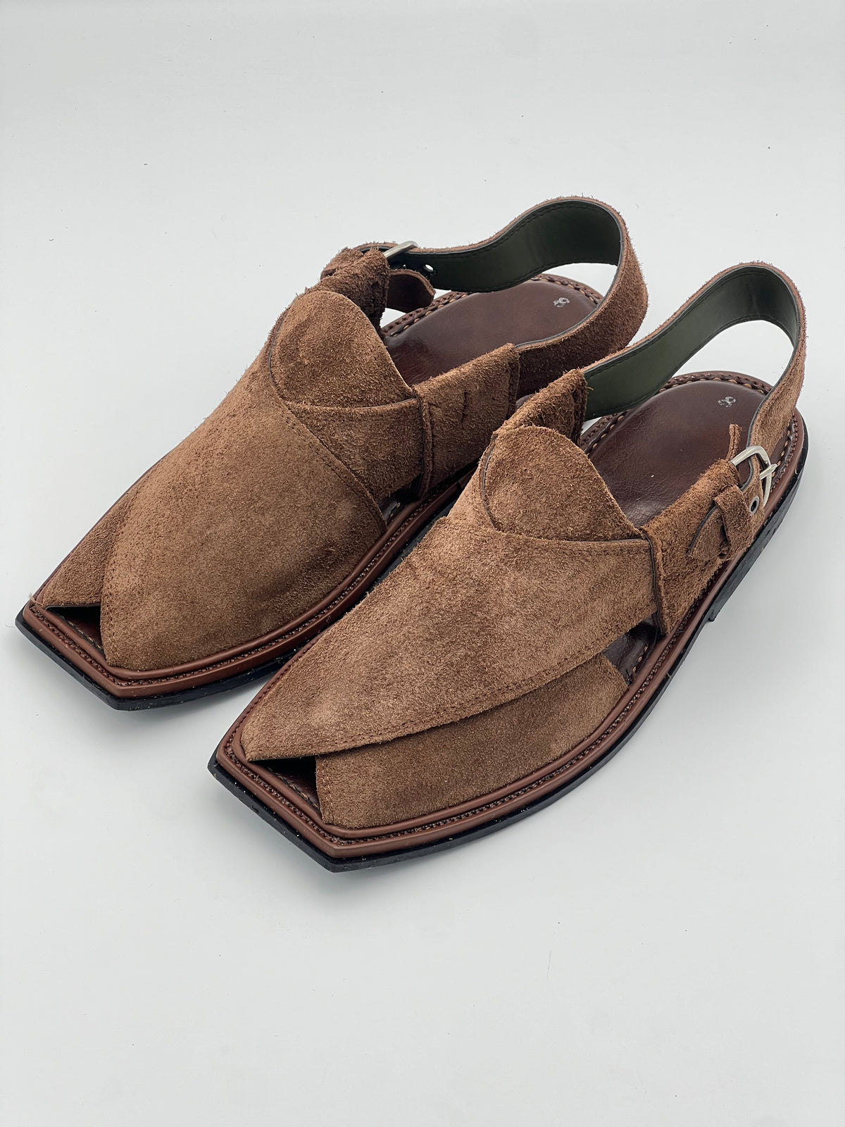 Suede Sabar single sole T shape peshawari chapal(Brown)