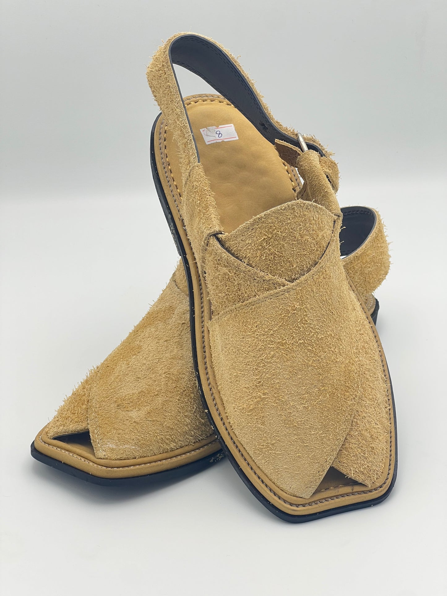 Suede Sabar single sole goll shape  peshawari chapal(golden)