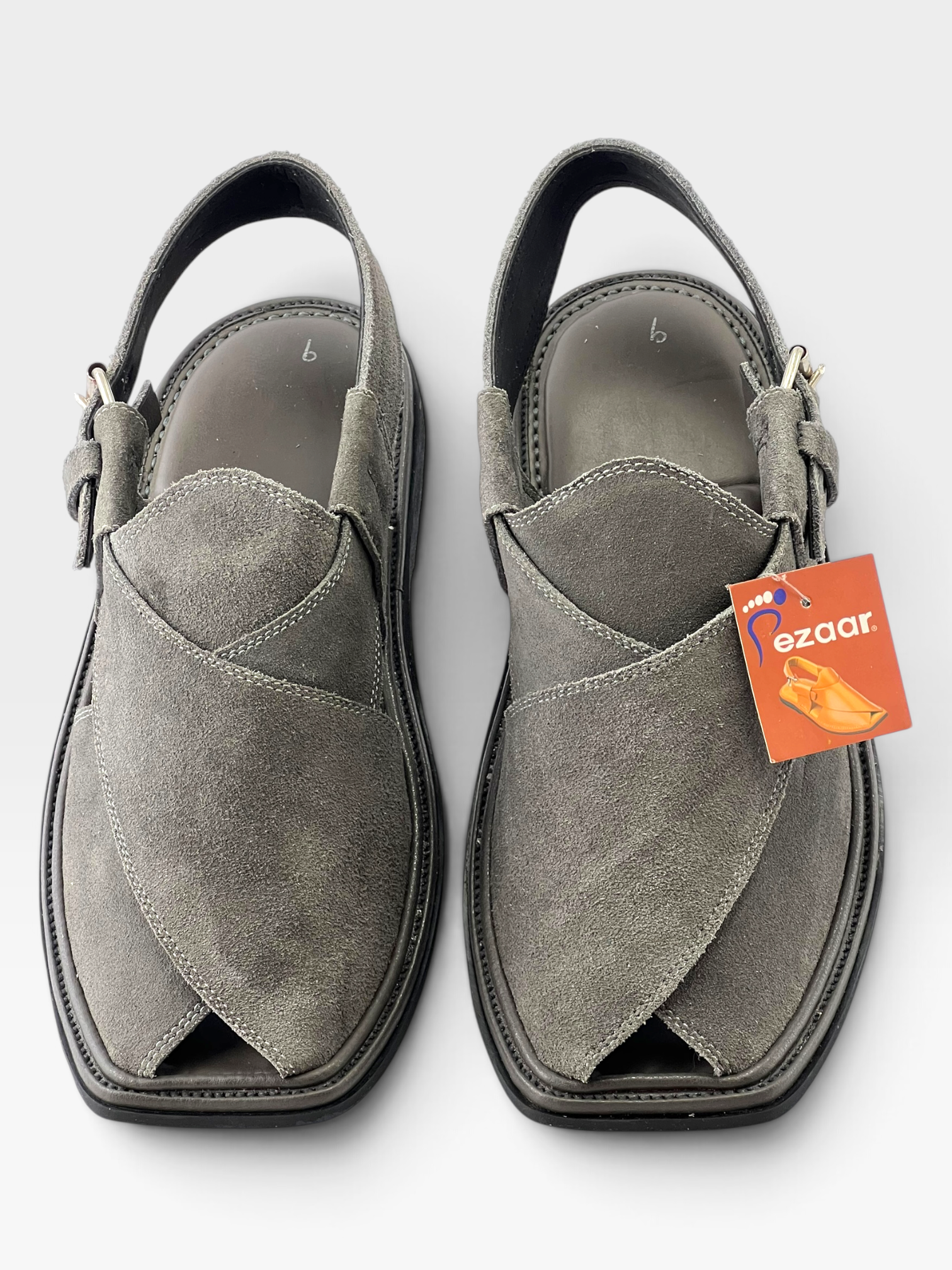Suede Sabar single sole goll shape  peshawari chapal(Gray)