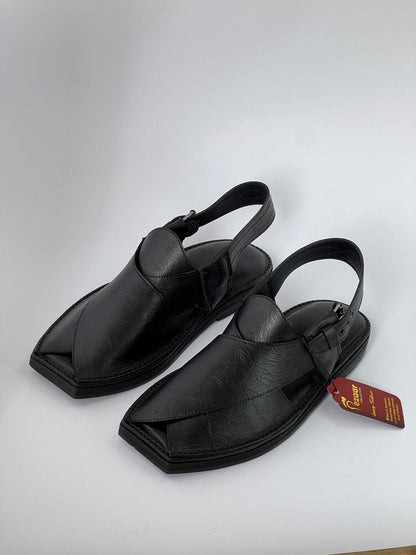 Upper Touch Flate sole T shape  peshawari chapal (polishable Black)