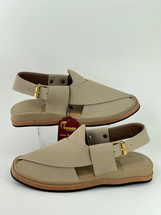 Gogo Cream Original Leather peshawari chapal(Light weight)