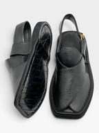 Upper touch leather peshawari chapal (black texture)