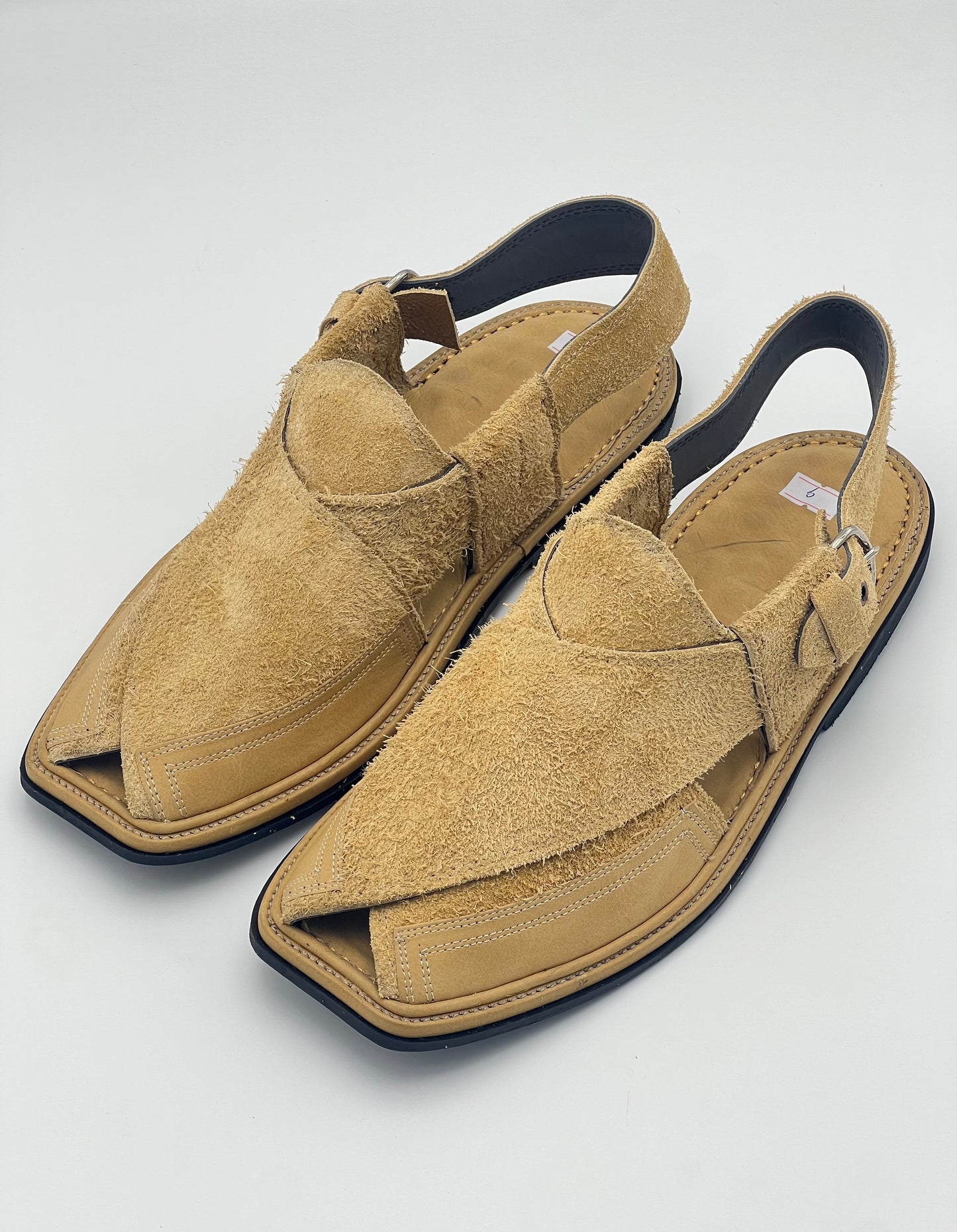 Suede Double shade Sabar single sole goll shape  peshawari chapal(golden)