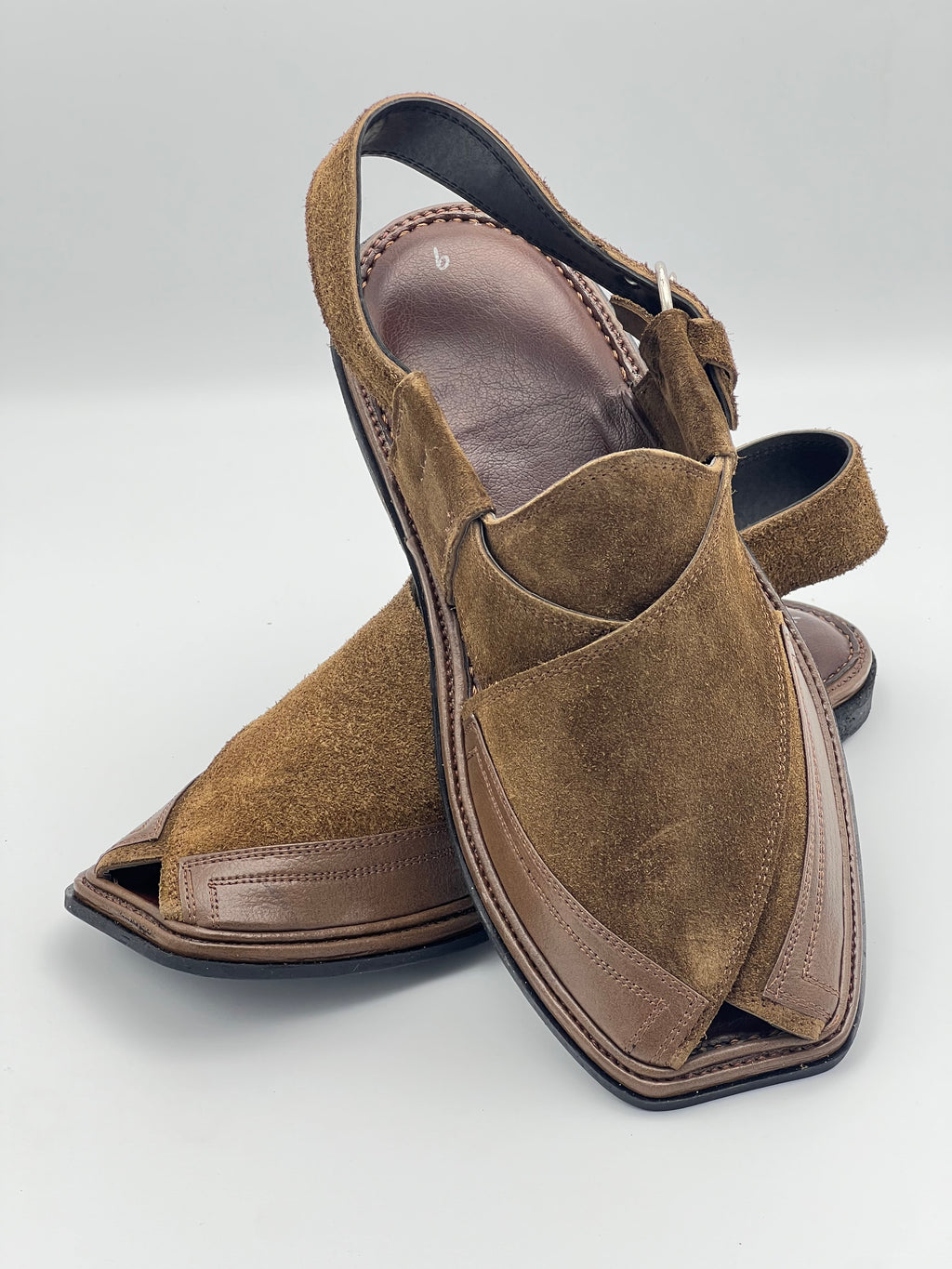 Suede Sabar Round shape  Double shade peshawari chapal(camal)