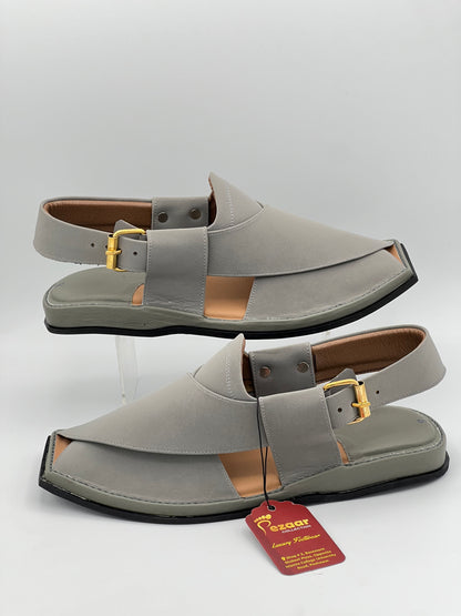 Pure leather Single lefty sole T shap Gray