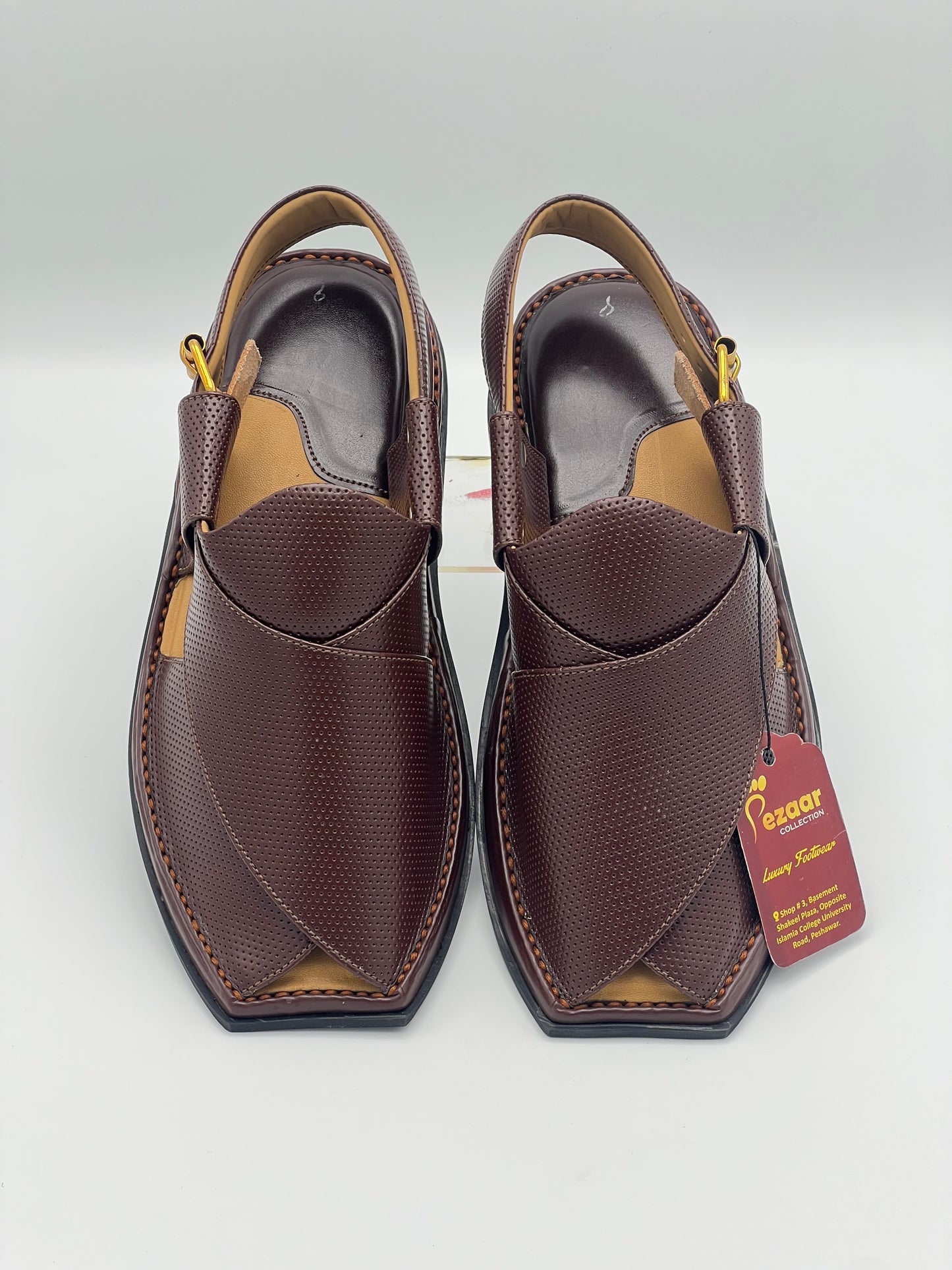 T shape classic dotted peshawari chapal (brwon)