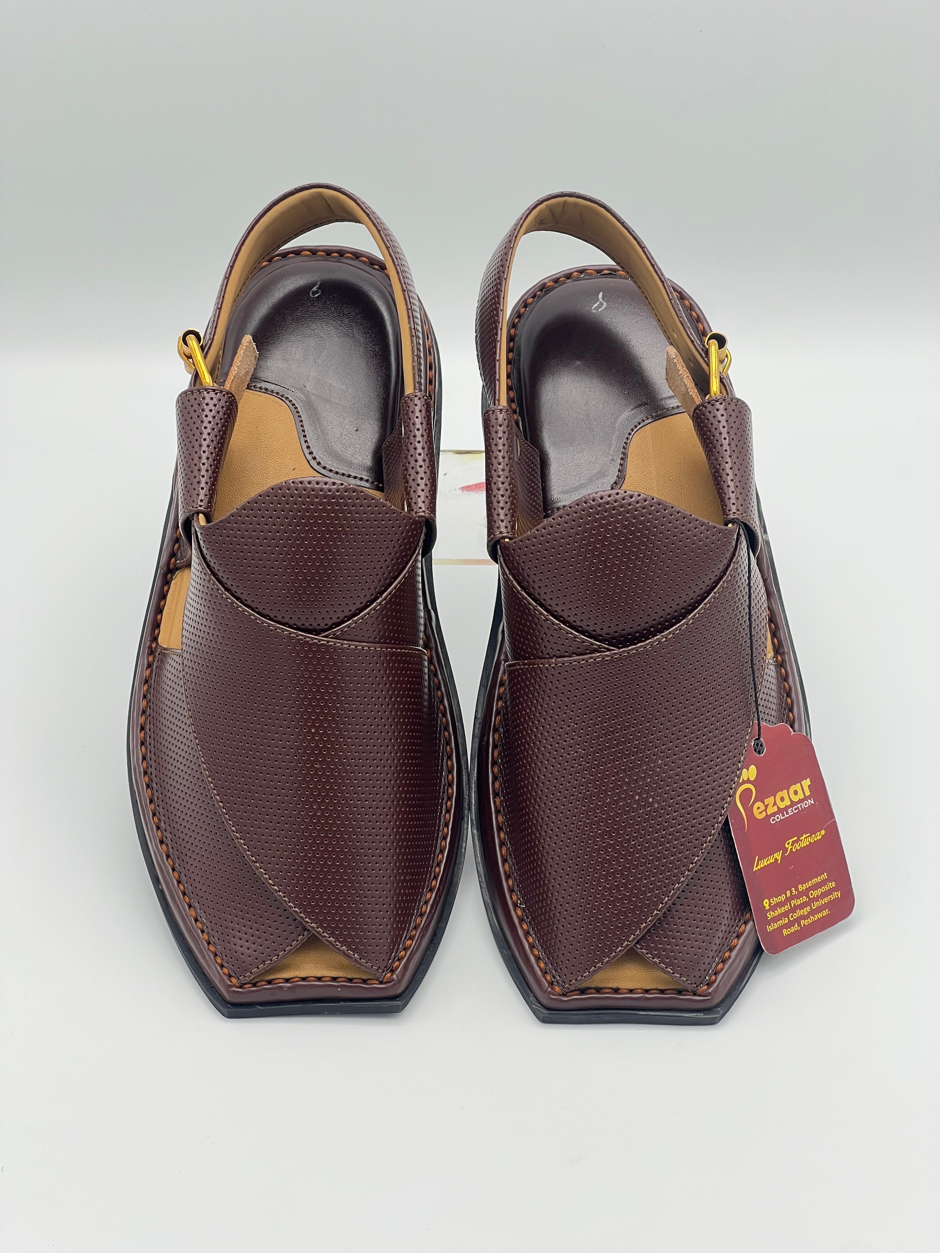 T shape classic dotted peshawari chapal (brwon)