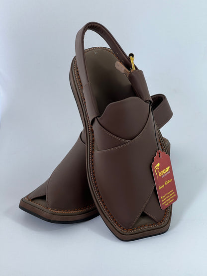 Upper touch leather peshawari chapal (brown)