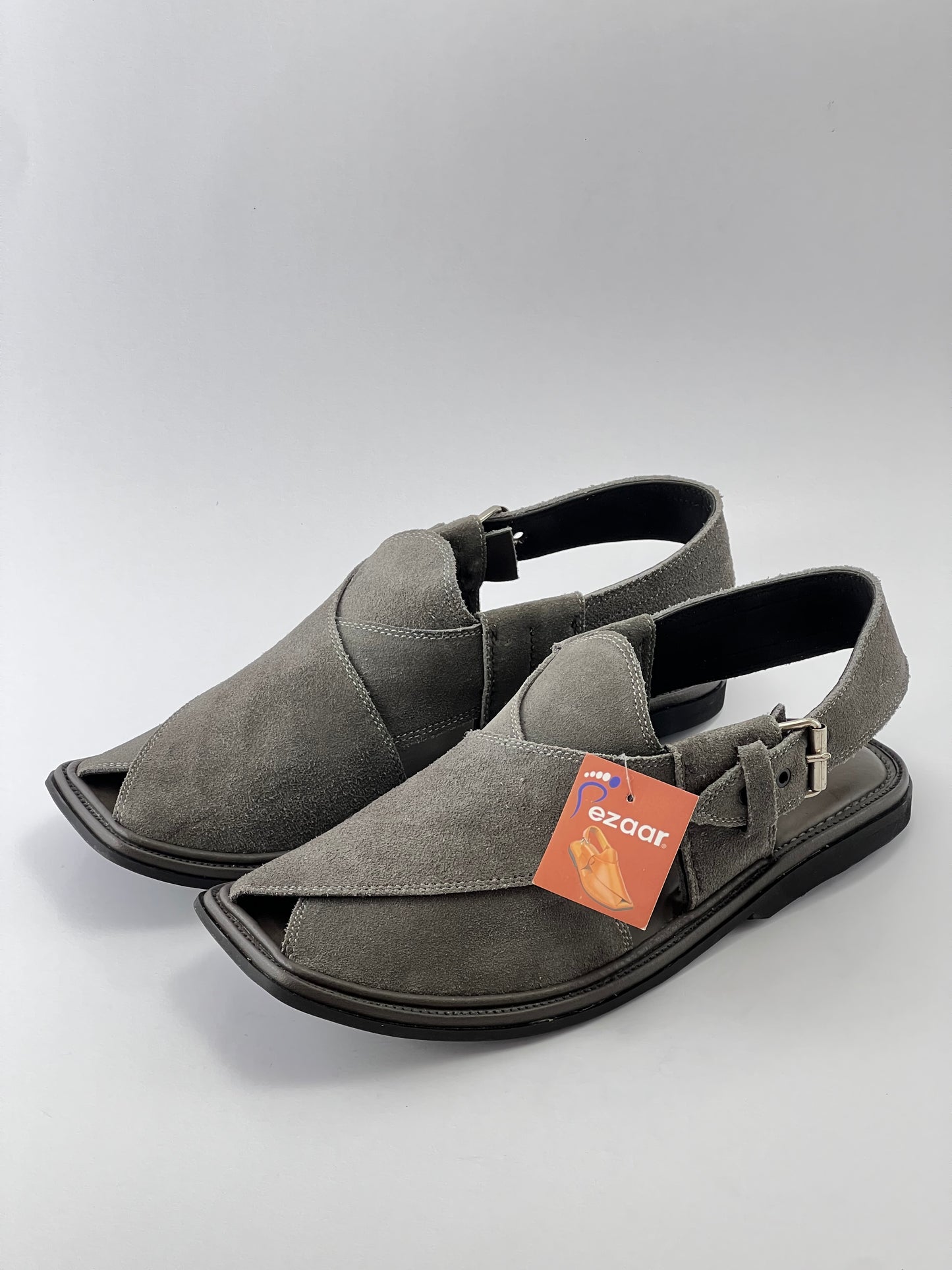 Suede Sabar single sole goll shape  peshawari chapal(Gray)