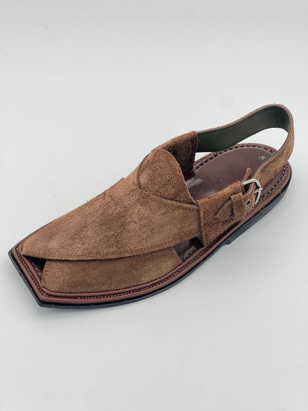 Suede Sabar single sole T shape peshawari chapal(Brown)