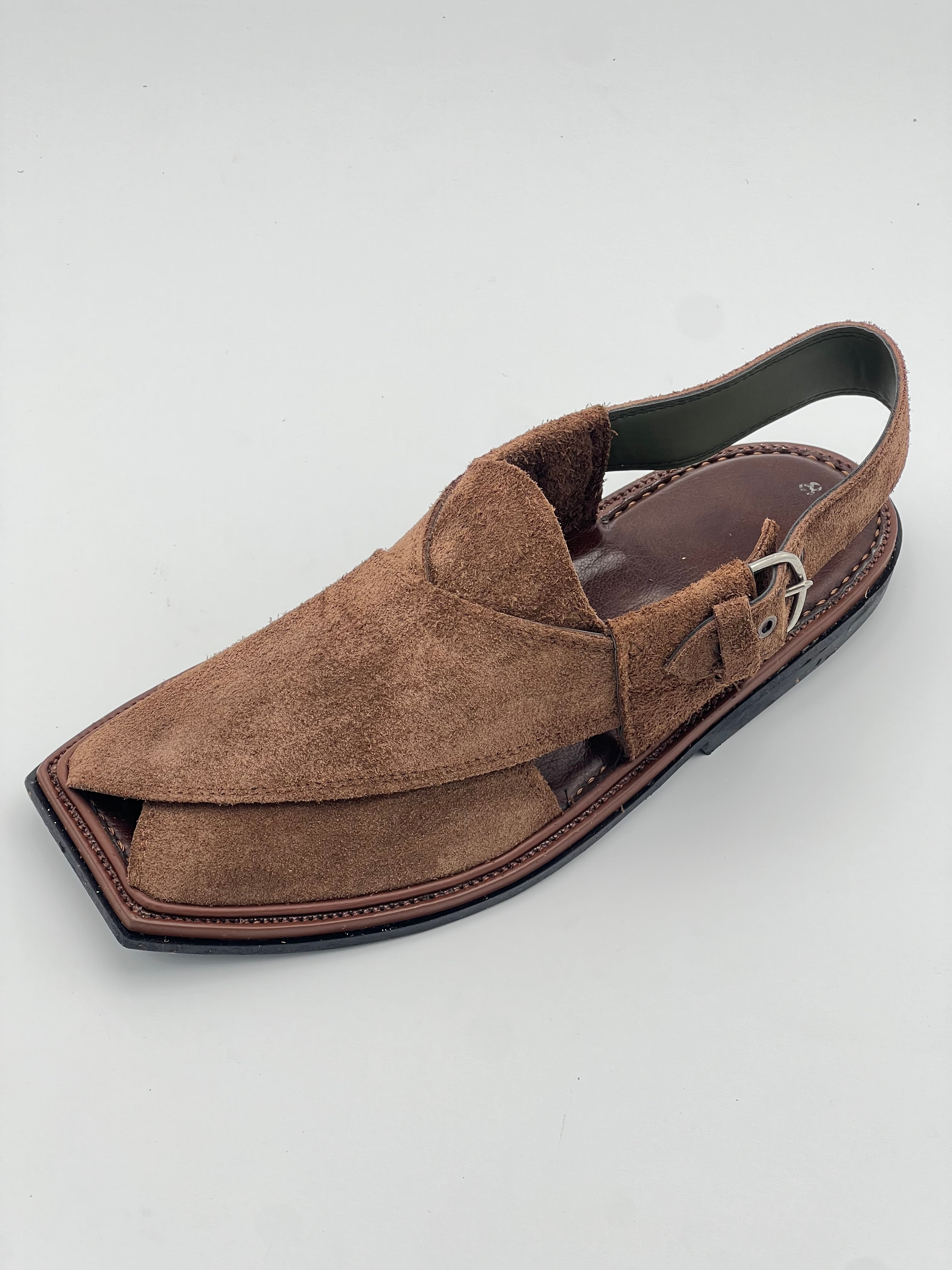 Suede Sabar single sole T shape peshawari chapal(Brown)