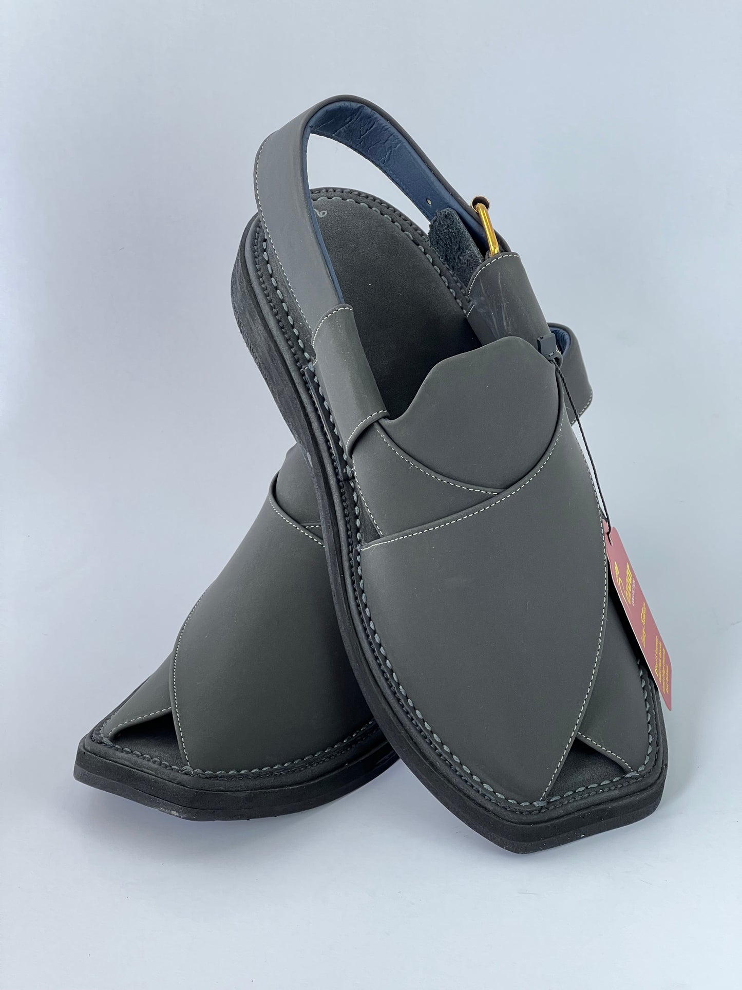 Upper touch leather peshawari chapal (black matte)