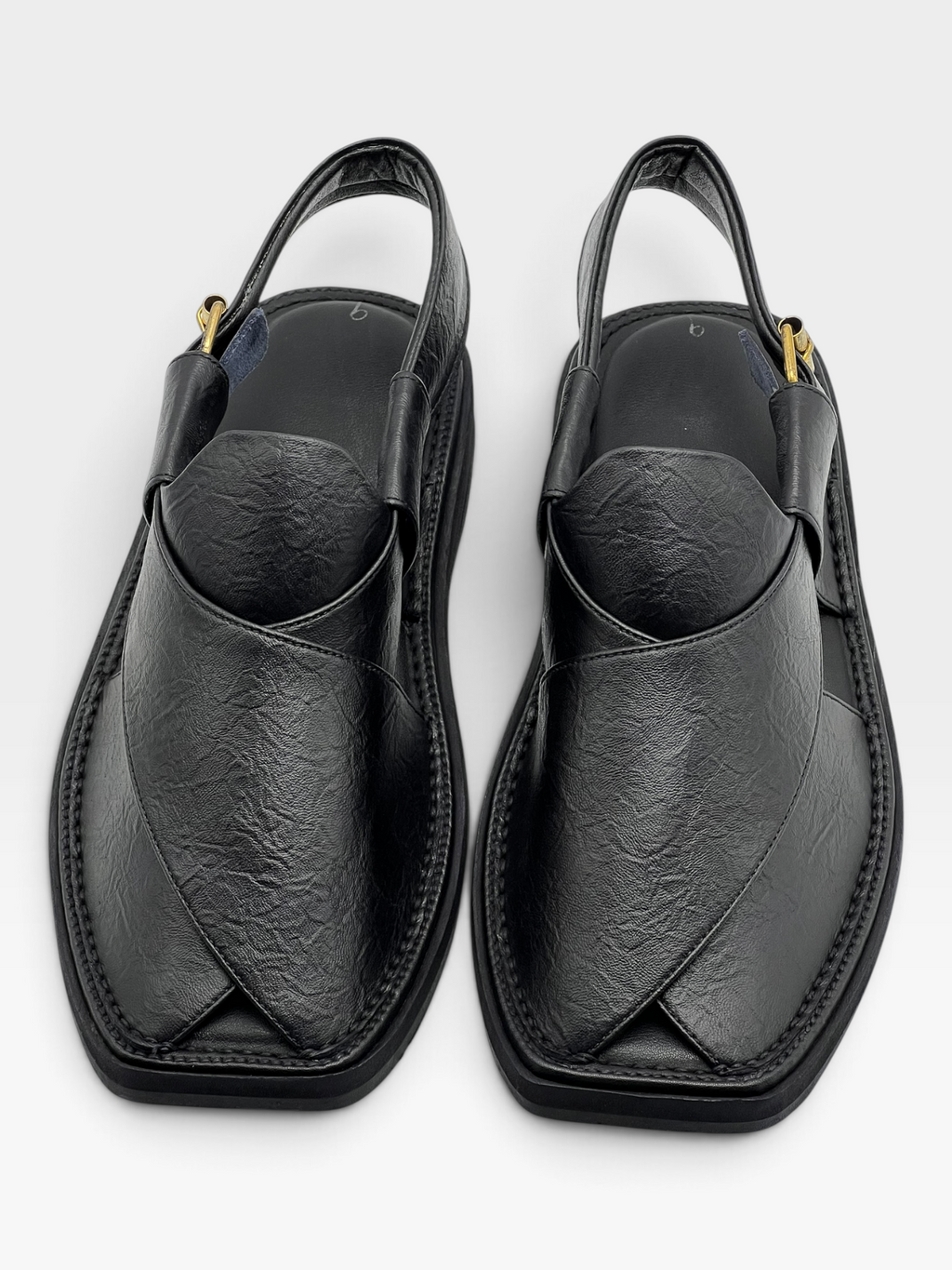 Upper touch leather peshawari chapal (black texture)