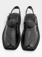 Upper touch leather peshawari chapal (black texture)