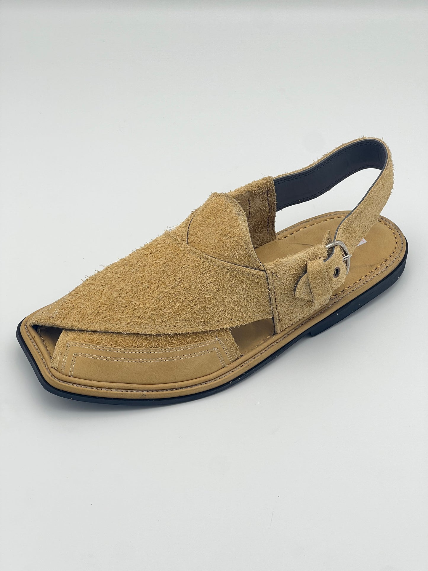 Suede Double shade Sabar single sole goll shape  peshawari chapal(golden)