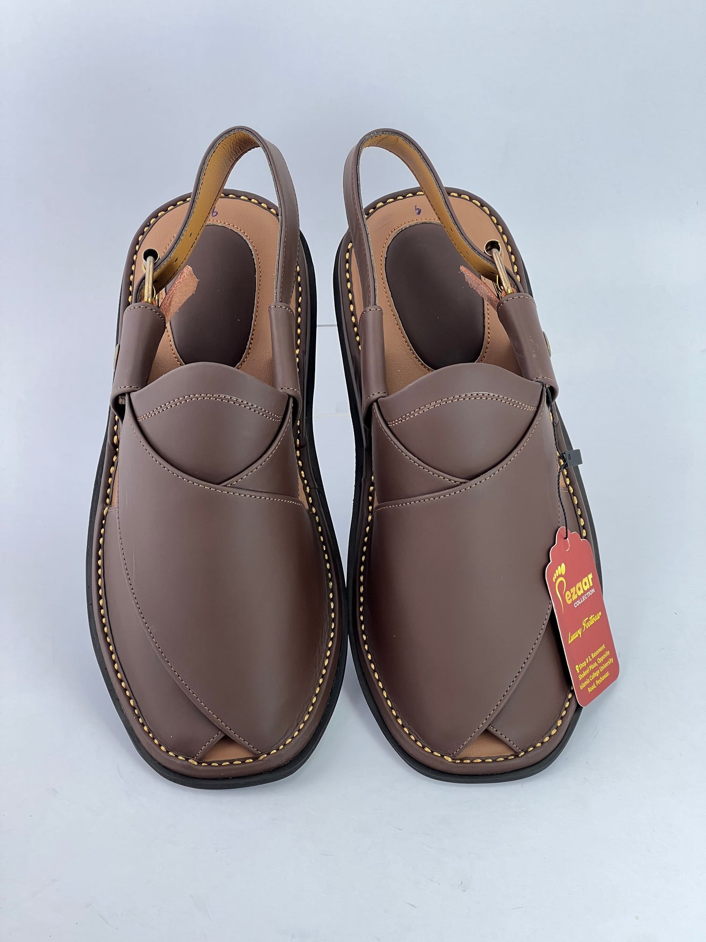 Gogo leather peshawari chapal (brown matte)