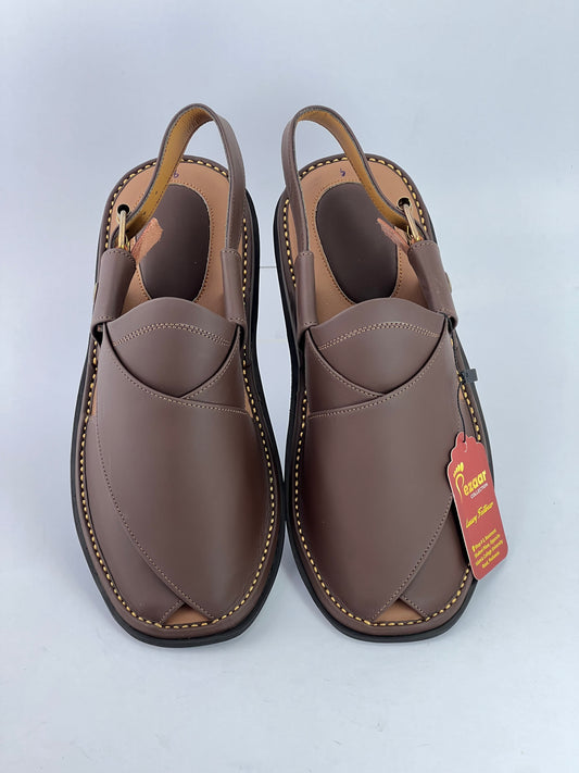 Gogo leather peshawari chapal (brown matte)