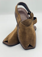 Suede Sabar single sole goll shape  peshawari chapal(camal)
