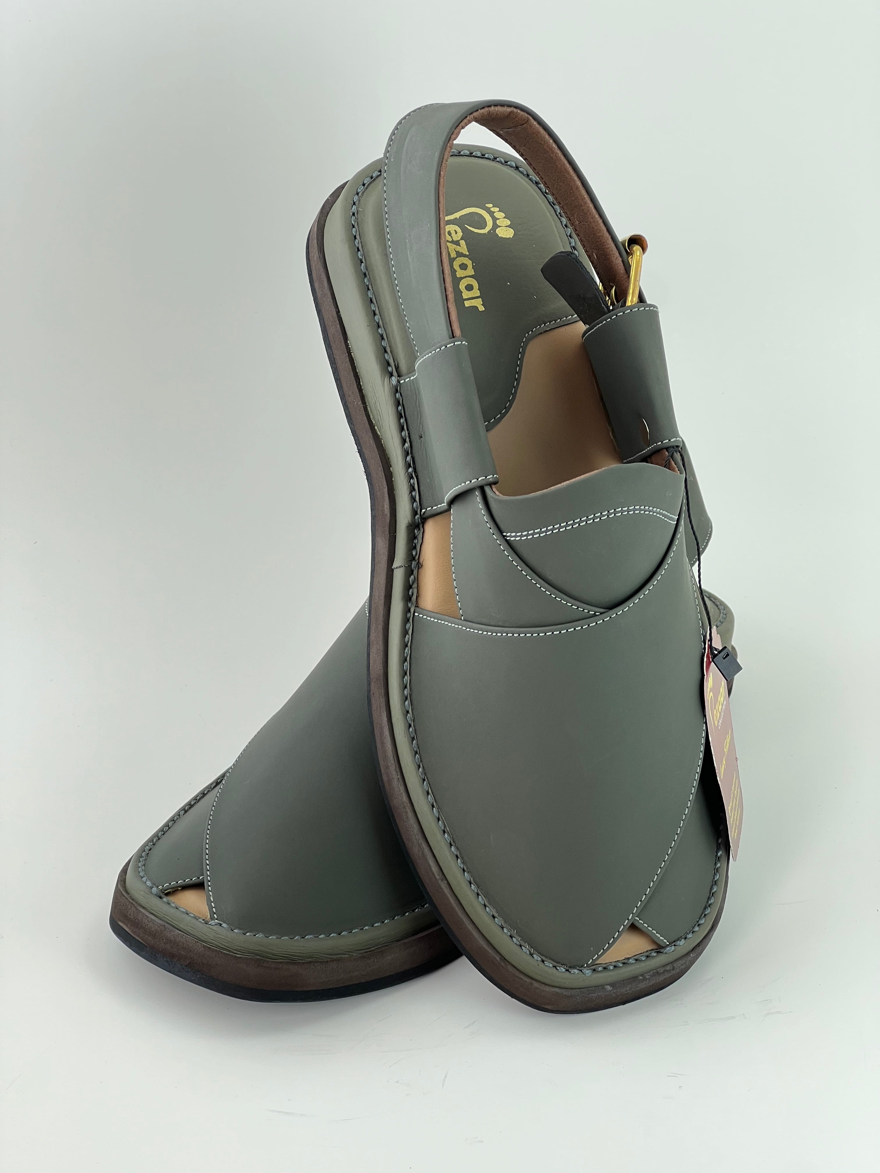 Gogo Premium peshawari chapal(Greenish leather)