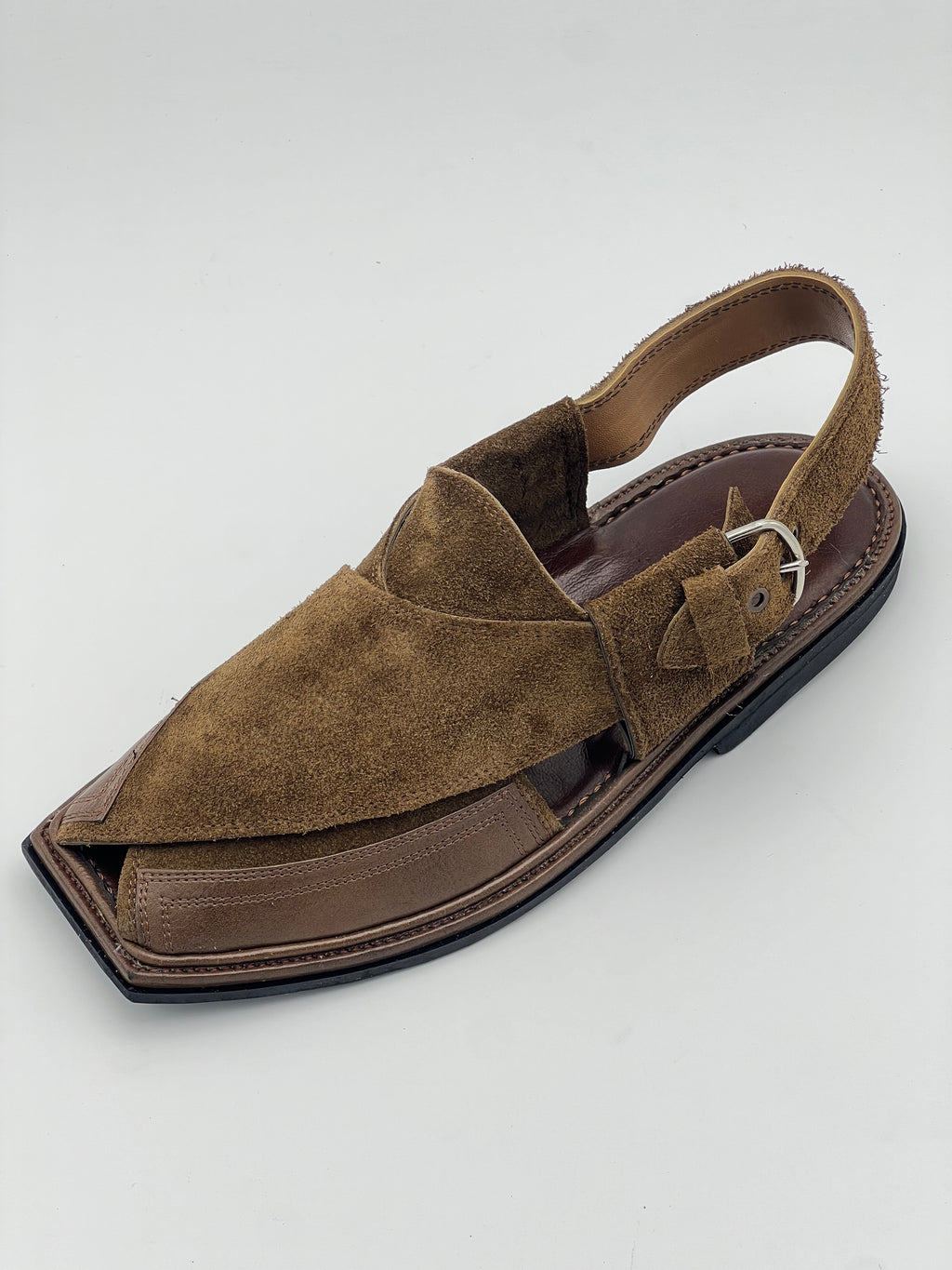 Suede Sabar single sole T shape Double shade peshawari chapal(camal)