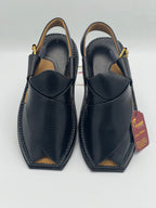 T shape classic dotted peshawari chapal (black)