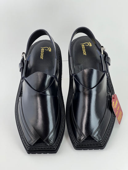 Goll T Peshawri Chappal  Vibram lefty sole black (light weight)