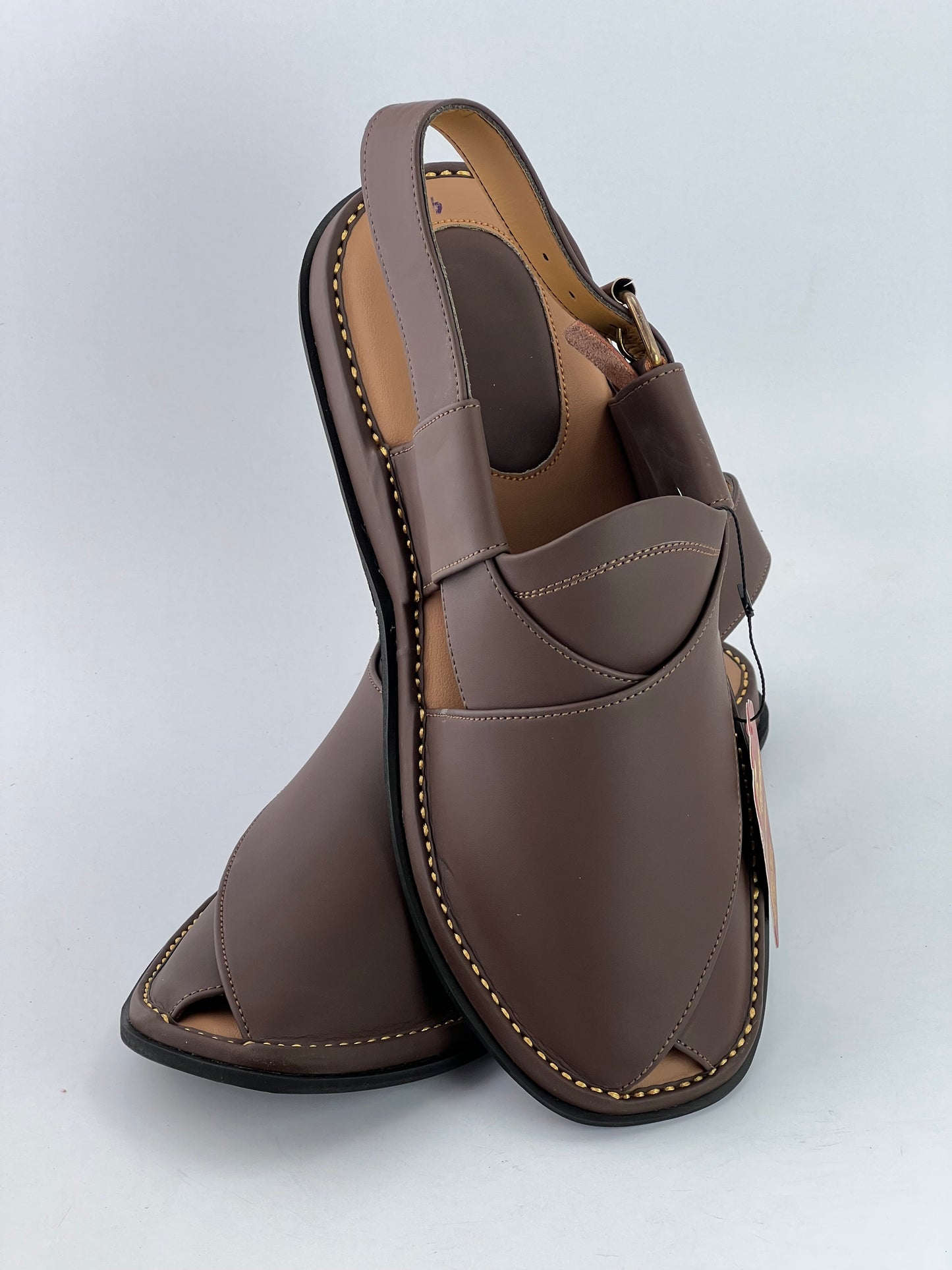 Gogo leather peshawari chapal (brown matte)