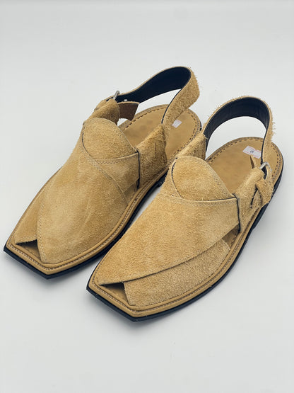 Suede Sabar single sole T shape  peshawari chapal(golden)