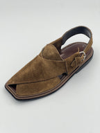 Suede Sabar single sole goll shape  peshawari chapal(camal)