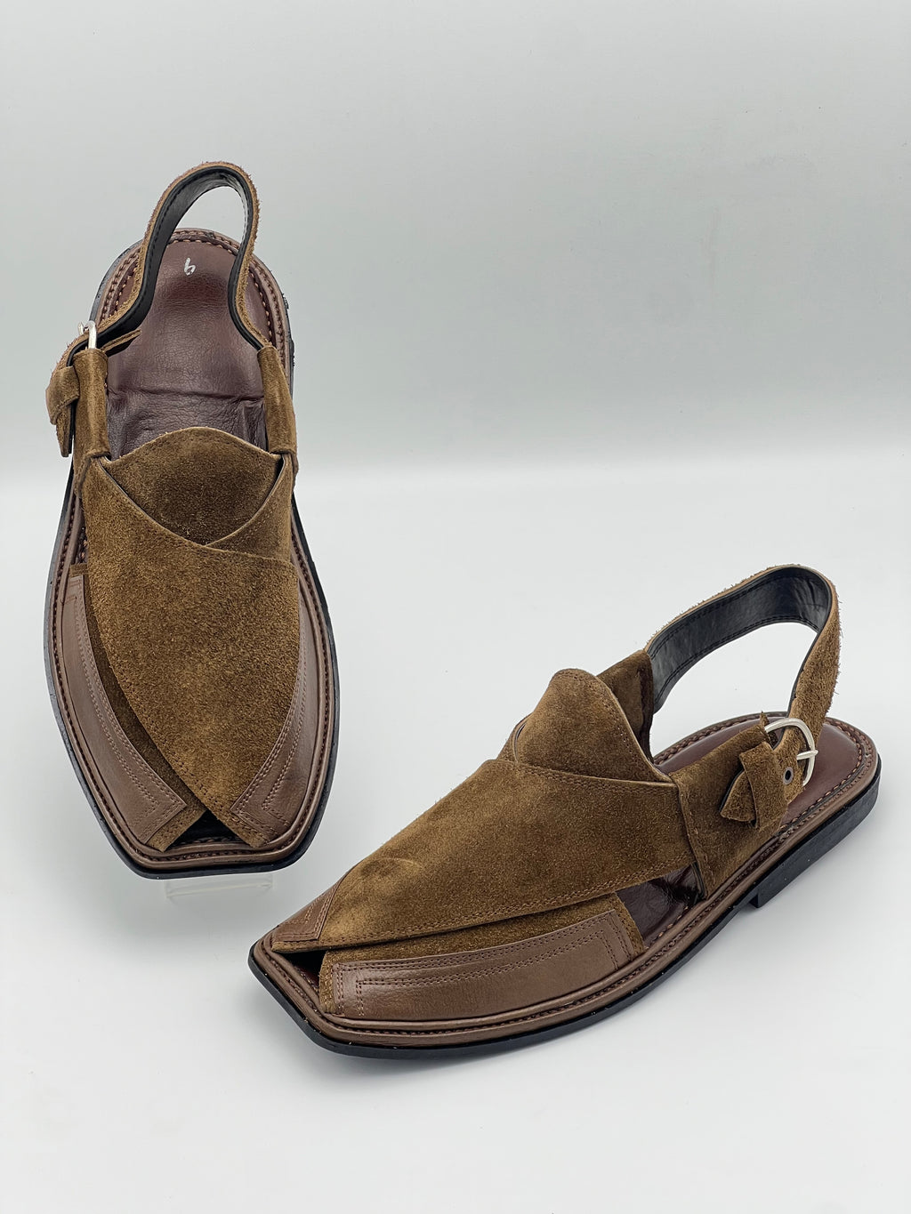 Suede Sabar Round shape  Double shade peshawari chapal(camal)