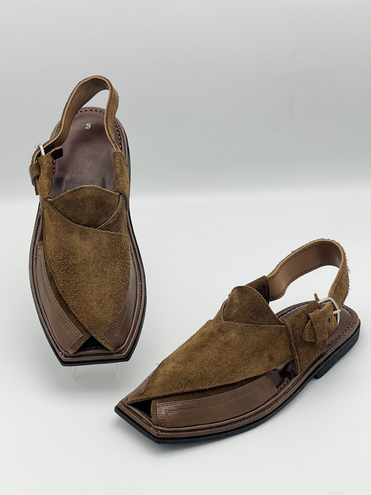 Suede Sabar single sole T shape Double shade peshawari chapal(camal)