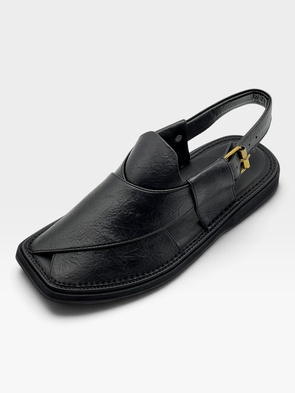 Upper touch leather peshawari chapal (black texture)