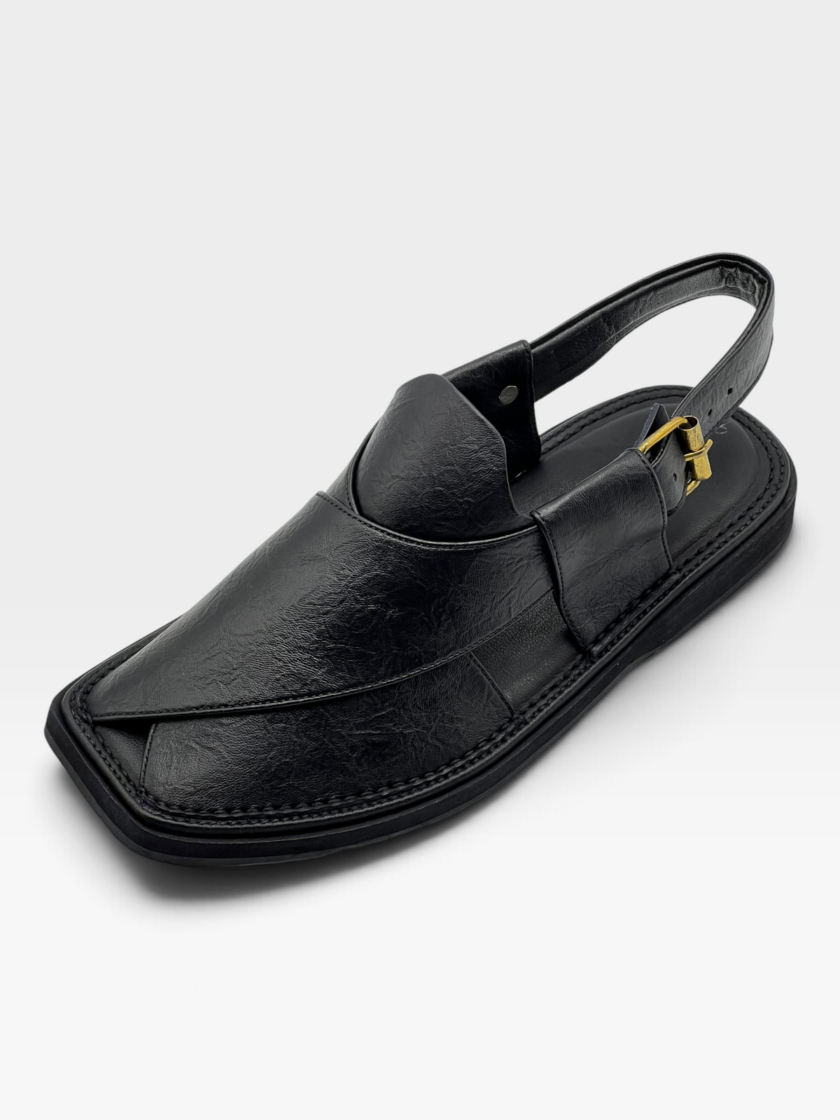 Upper touch leather peshawari chapal (black texture)