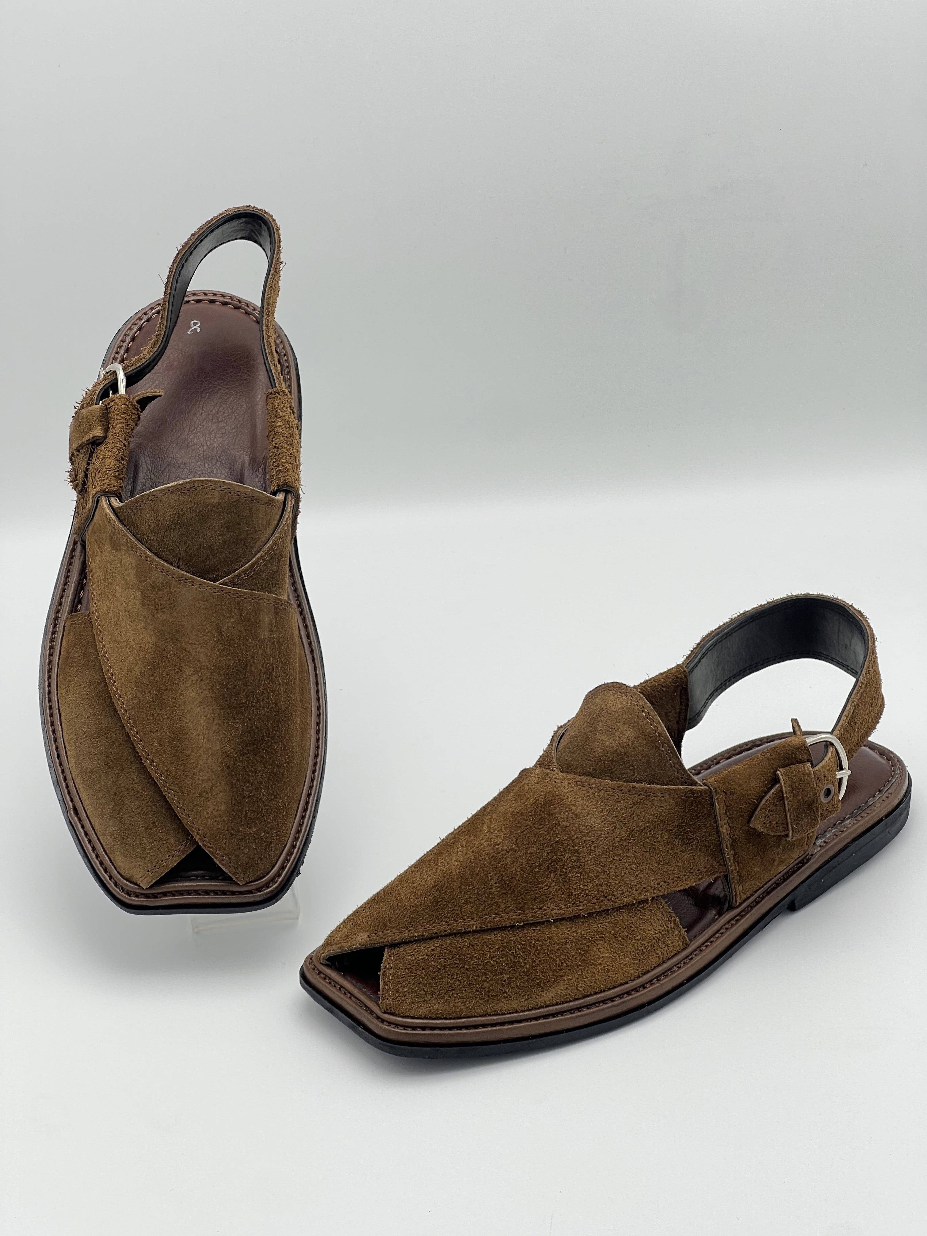 Suede Sabar single sole goll shape  peshawari chapal(camal)