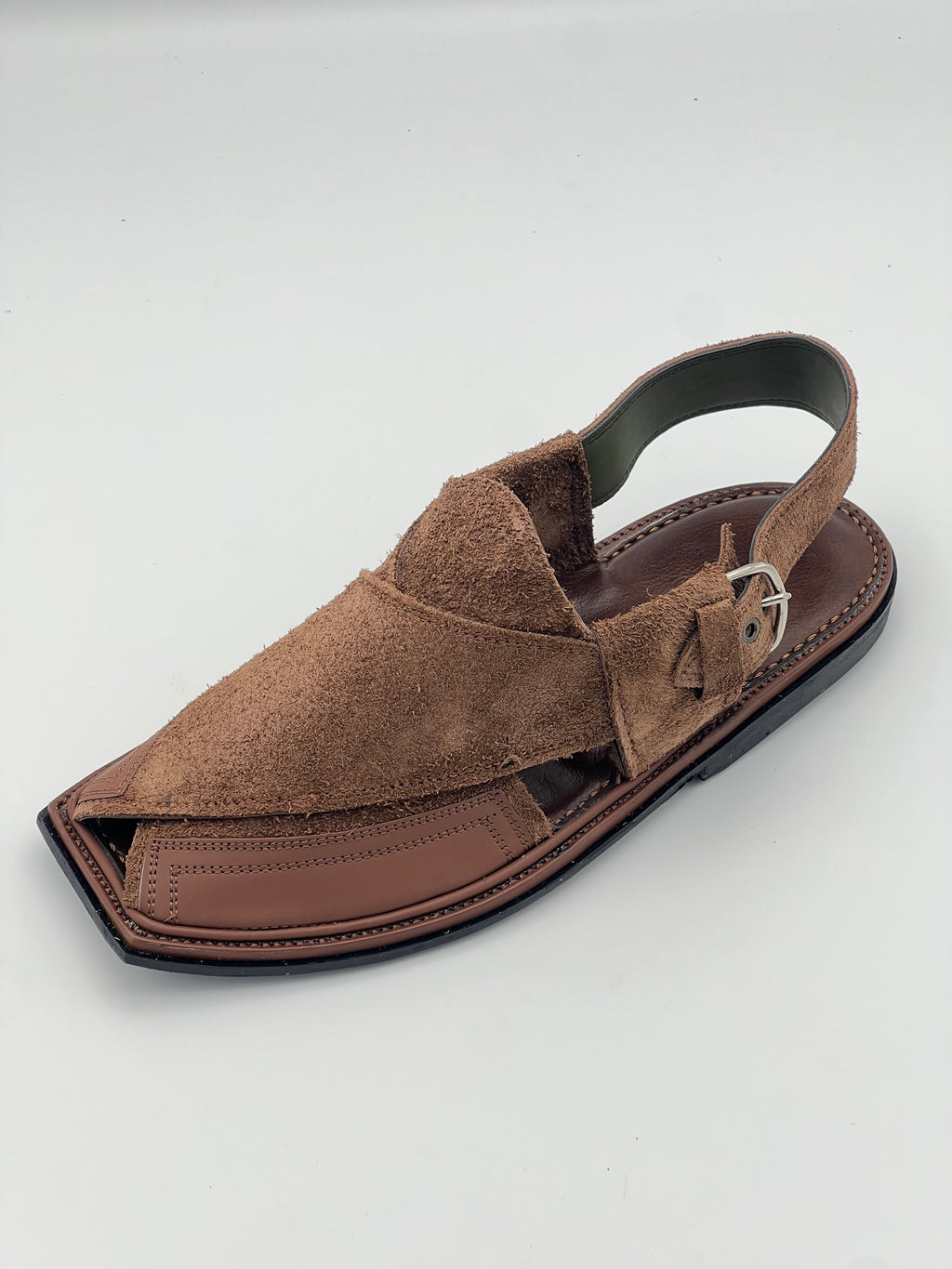 Suede Sabar single sole T shape Double shade peshawari chapal(Brown)