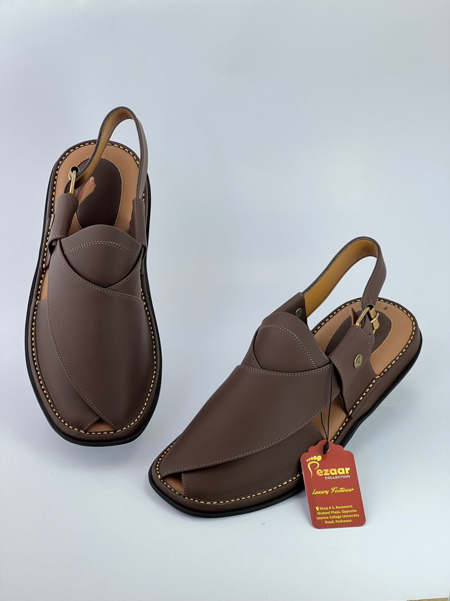 Gogo leather peshawari chapal (brown matte)