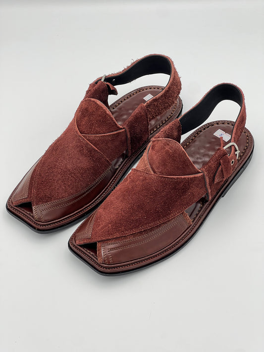 Suede Sabar Round shape  Double shade peshawari chapal(Mehrun)