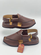 T shape classic dotted peshawari chapal (brwon)