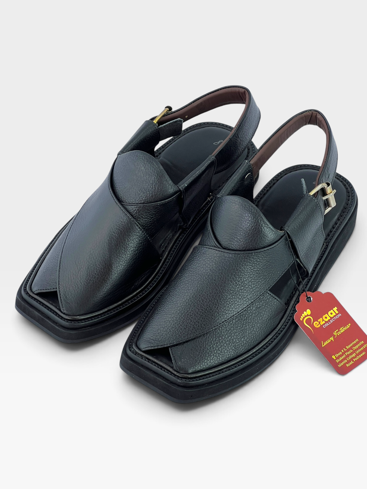 Half kaptan Special Original leather peshawari chapal (Black)