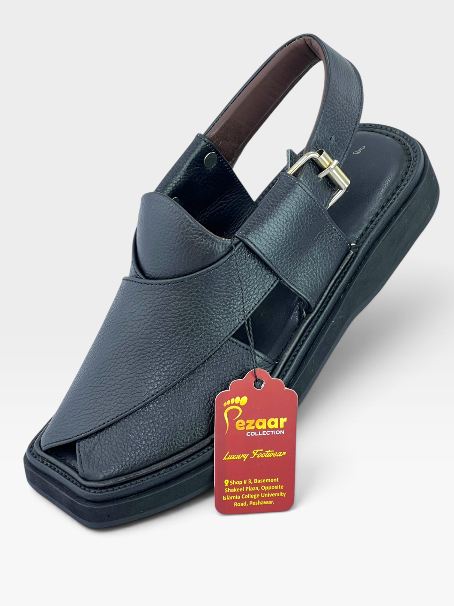 Half kaptan Special Original leather peshawari chapal (Black)