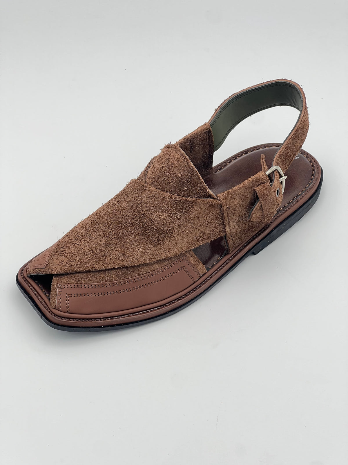 Suede Sabar Double shade Round shape peshawari chapal(Brown)