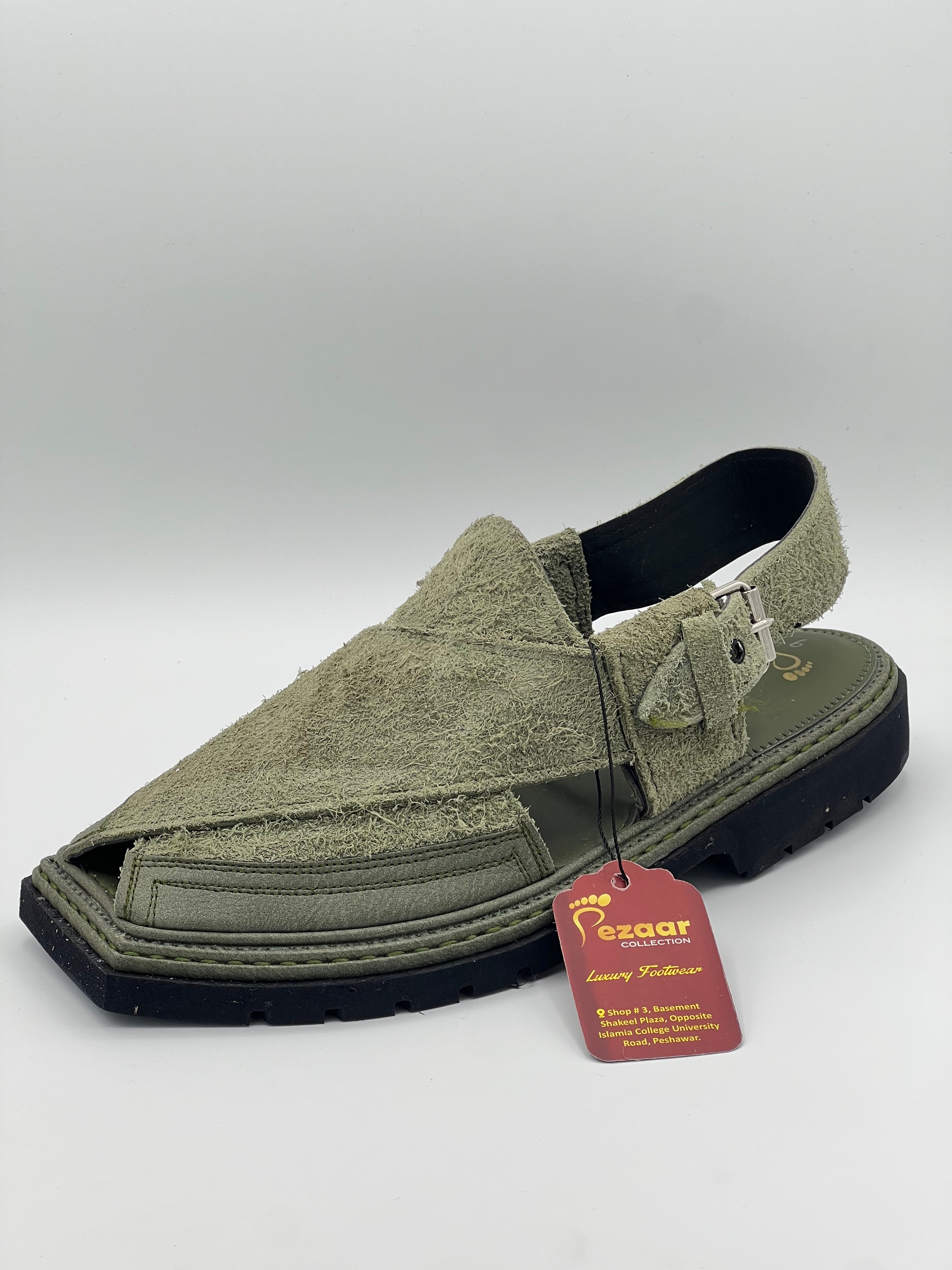 Sued Greenish Double shade Peshawari chapal